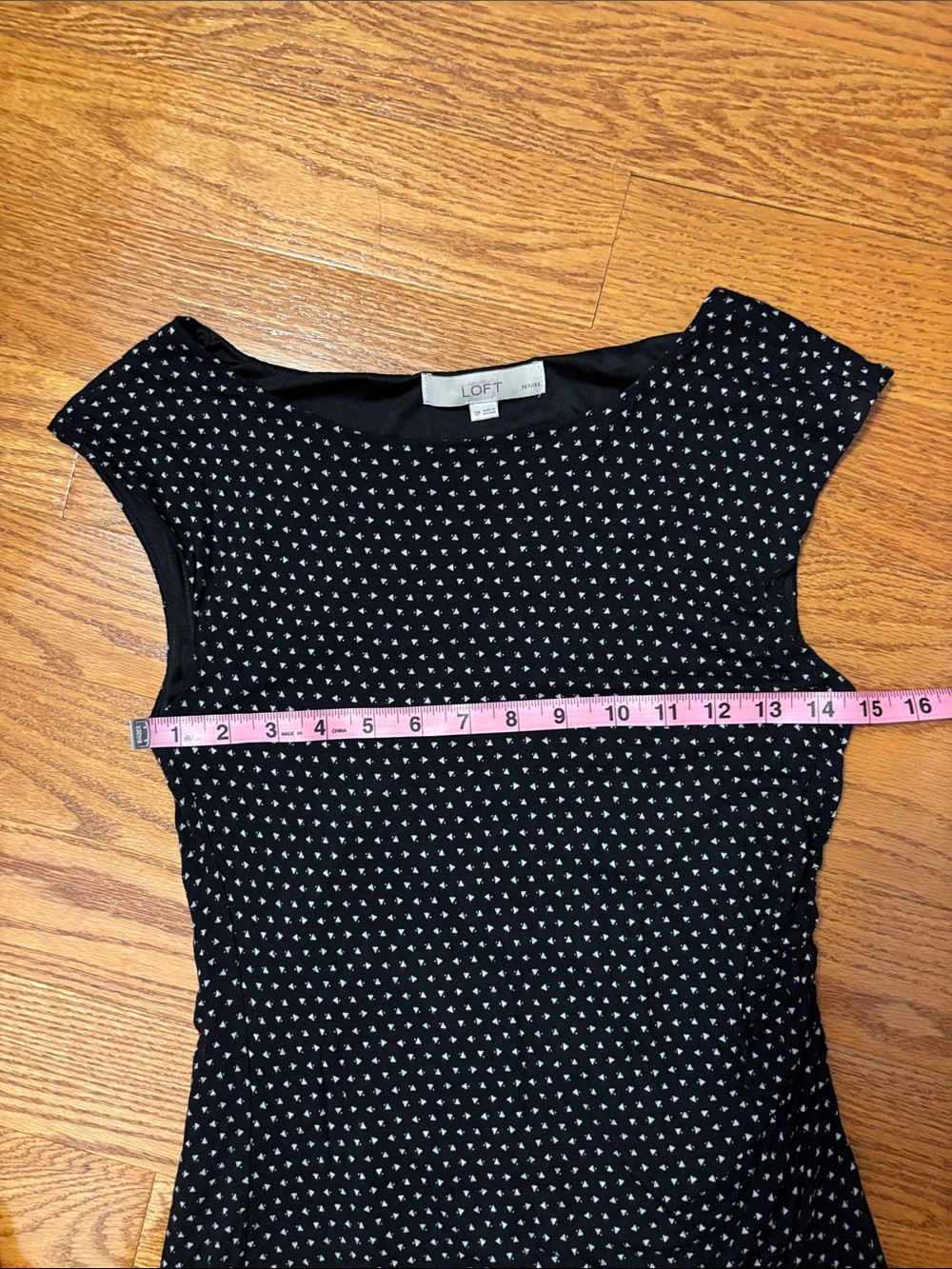 Ann Taylor Loft Small Petite Sleeveless Mini Dress Black White Geometric Stretch - Picture 12 of 14